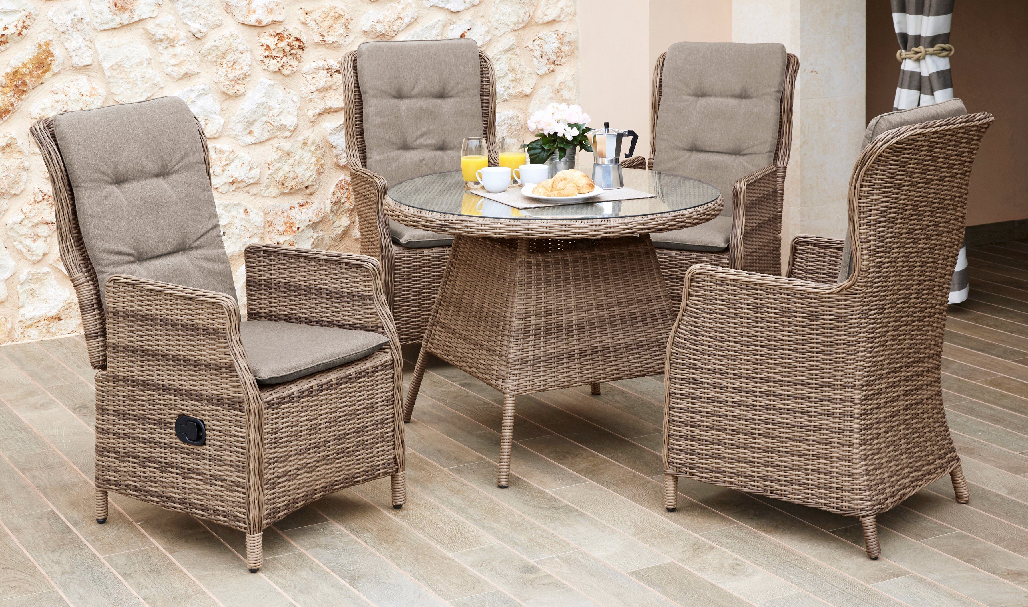 Merxx Gartenmobelset Riviera 9 Tlg 4 Hochlehner Tisch O 120 Cm Polyrattan Online Kaufen Otto