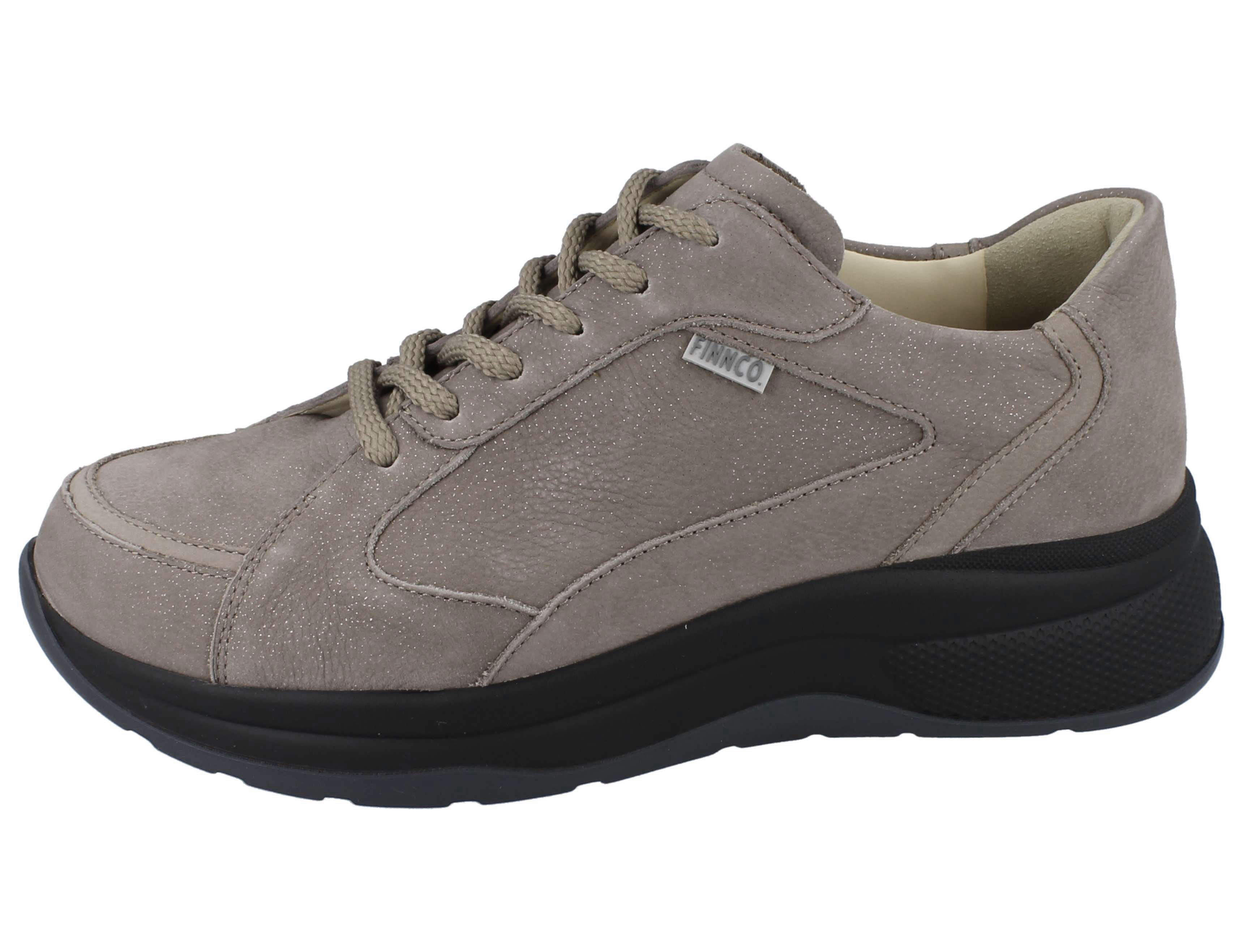 Finn Comfort FINN COMFORT FINNCO Piccadilly Damen Halbschuhe beige glitzernd Schnürschuh Wechselfußbett
