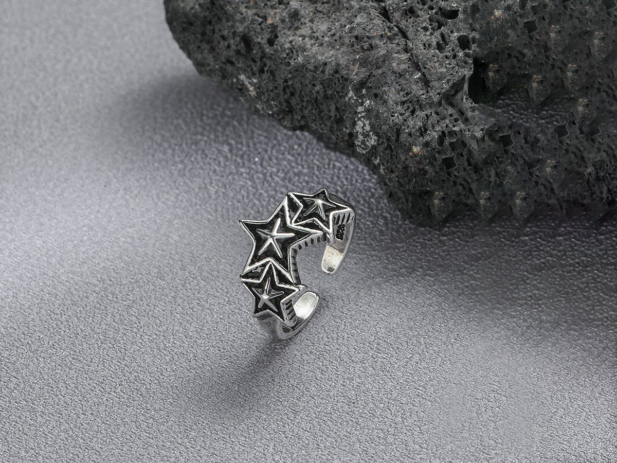 Eyecatcher Fingerring Offener Sterne Ring Silber One Size Astronomie, Größenverstellbar, Atronomie Ring