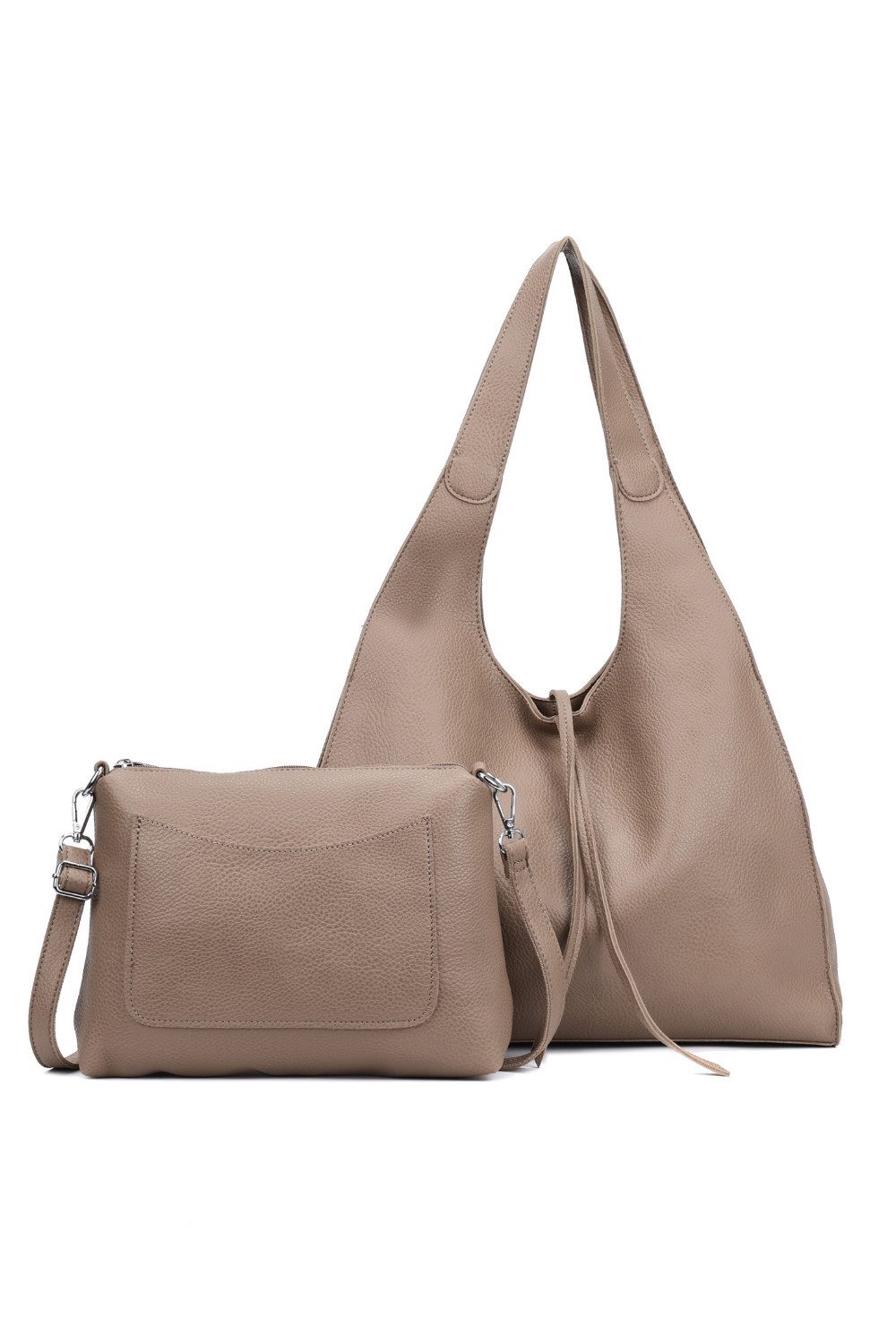 BRISE TASCHE Schultertasche 2in1 Damen Schultertasche – Hobo & Crossbody Set in Lederoptik (Taschenset, 1x große Hobo Tasche + 1x kleine Umhängetasche (abnehmbar), 2-in-1 Set: Hobo & Crossbody Tasche, leicht, geräumig, abnehmbar