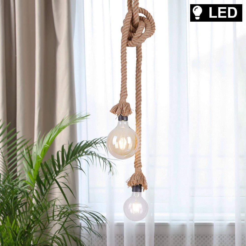 Lampe etc-shop Leuchtmittel Seil Leuchte Warmweiß, Tau Pendel RETRO Filament im inklusive, Pendelleuchte, Hänge LED Vintage Decken