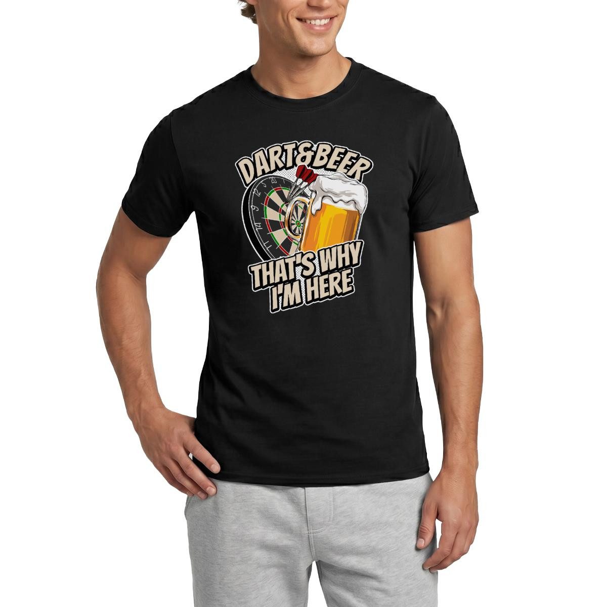 Spreadshirt T-Shirt Dart and Beer That's Why I'm Here Darts Fan Geschenk Männer T-Shirt (1-tlg)