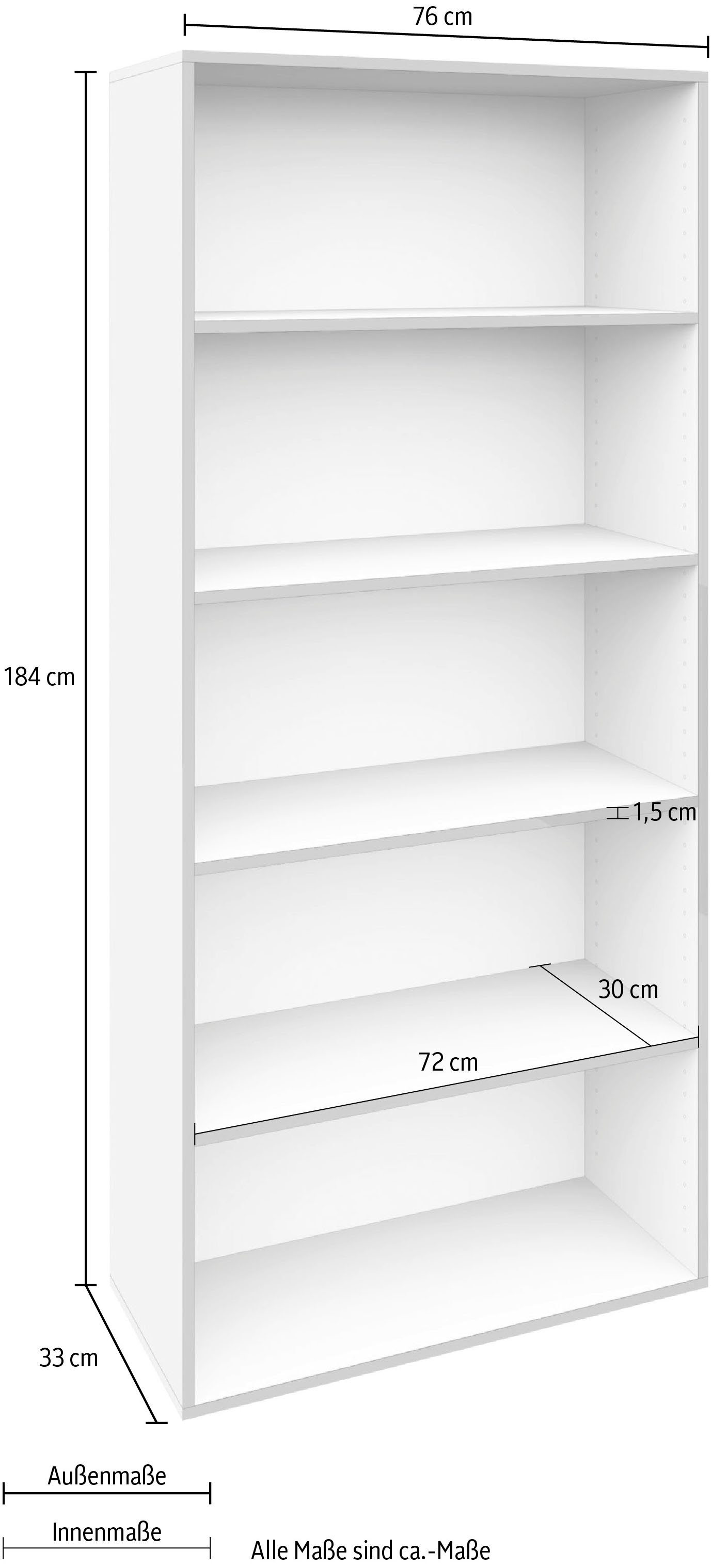 184 Kai, silber Regal matt/Kanten Kanten borchardt Möbel cm matt/silberfb. | Höhe weiß weiß