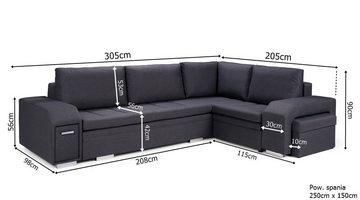 Siblo Ecksofa Ein großes, minimalistisches Ecksofa Adamo mit Schlaffunktion