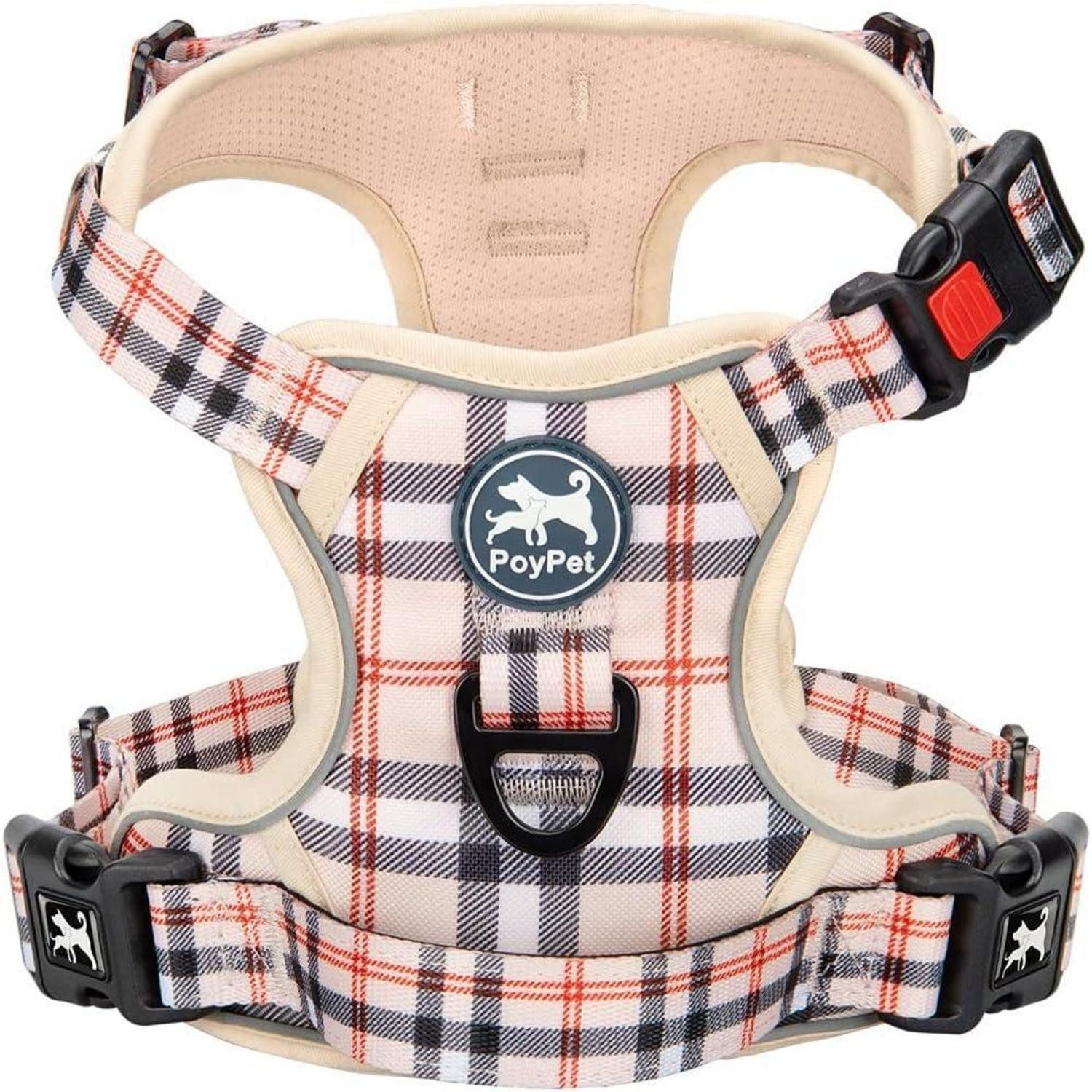LuxusKollektion Hunde-Geschirr Hundegeschirr Keine Pull Reflektierende Griff XL Kariertes Beige, Textil
