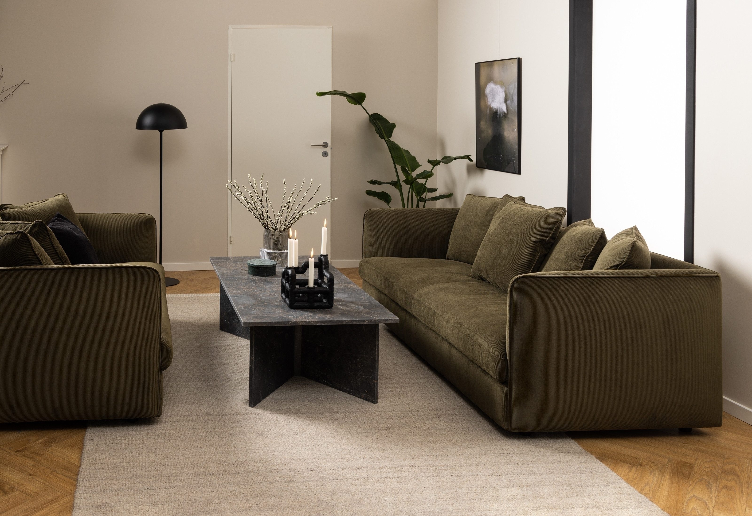 freiraum Couchtisch Vega, aus Naturstein, in Marmor Braun/Grau - 140x42x70cm (BxHxT)