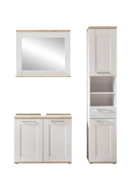 moebel-dich-auf Badmöbel-Set ELEGANCE, (Set 2, Hochschrank, Spiegel, Waschbeckenunterschrank 3-ST), im Landhausstil