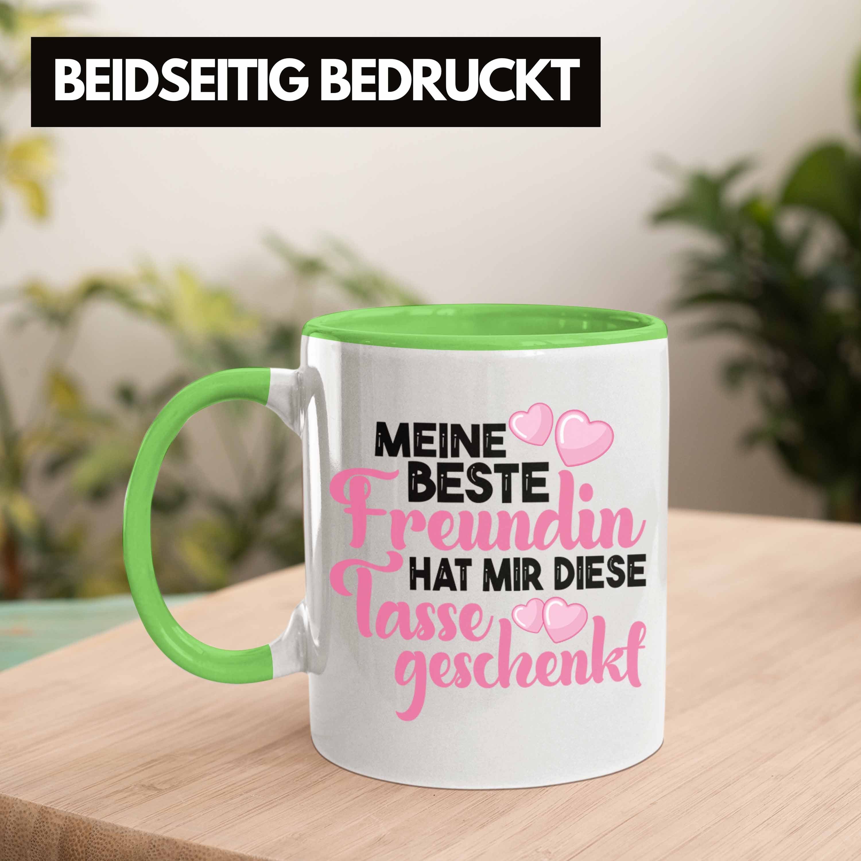 Trendation Tasse Tasse Geburtstag - Schwester Freundin Freundinnen Lustig Spruch Beste Beste Geschenk Freundinnen Trendation Grün Becher Unbiologische