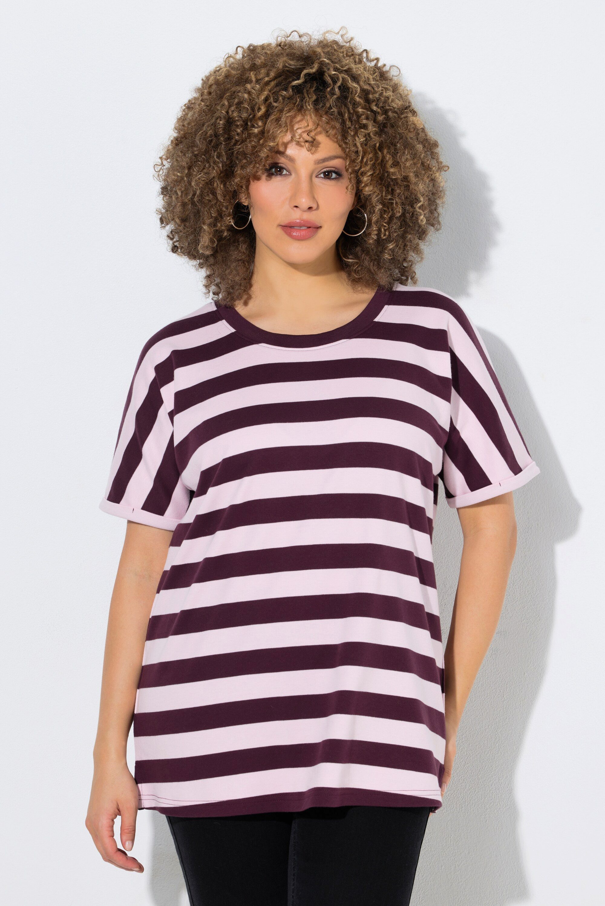 Ulla Popken T-Shirt T-Shirt Ringel Oversized Rundhals Halbarm