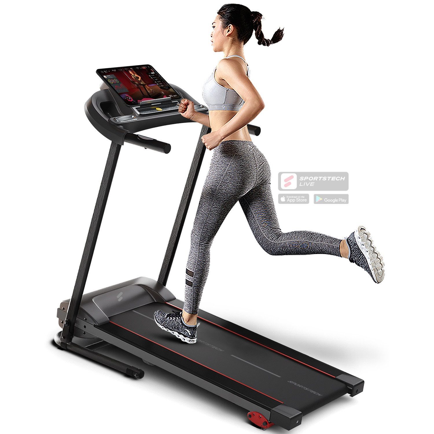 Sportstech Laufband F10, Leiser 2,5 PS Motor, 10km/h, Selbstschmiersystem, max 150kg