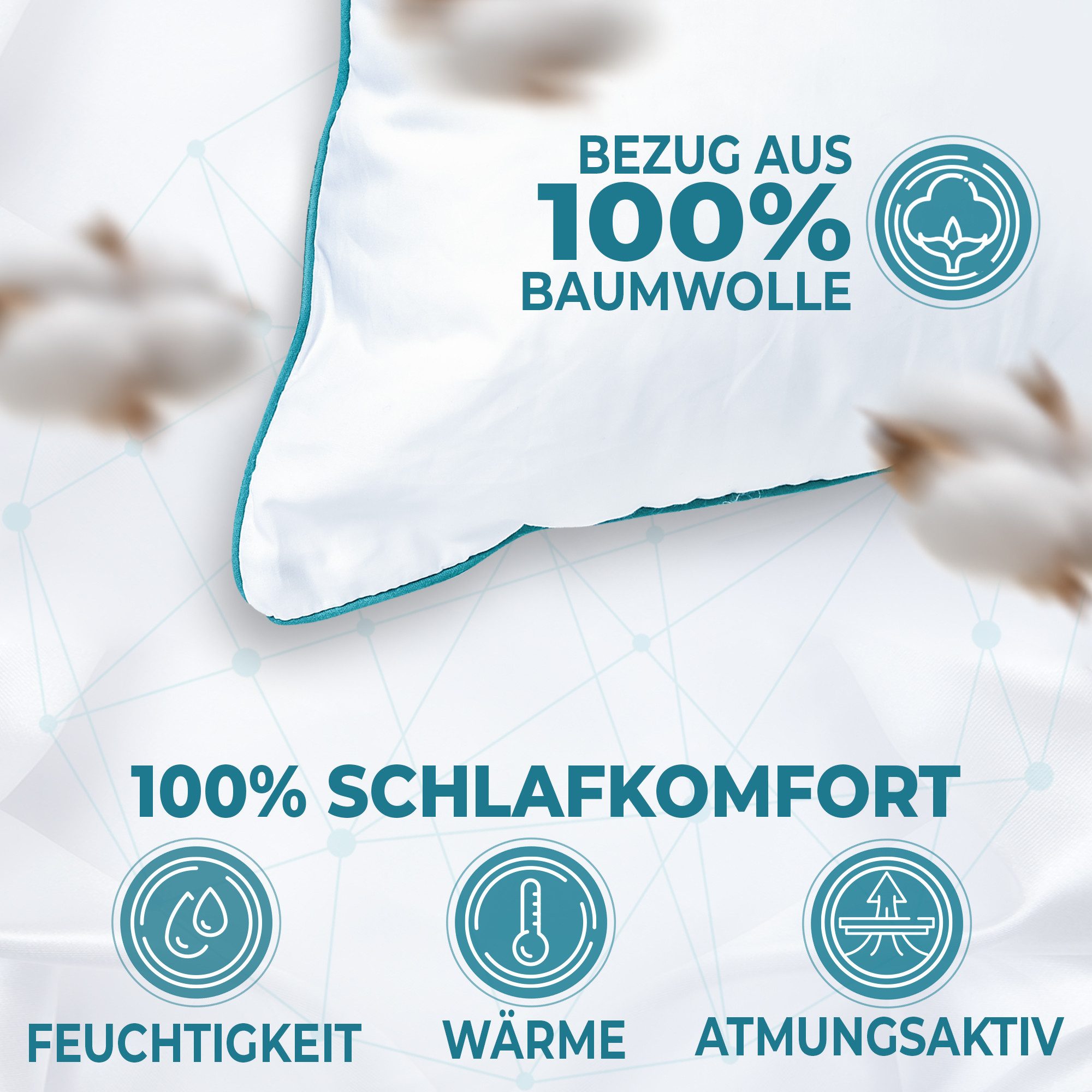 KNERST Kopfkissen Kopfkissen Fitform Technologie 100% Polyester, Füllung: FitForm Technologie – 100% Polyester, ergonomisches Schlafkissen ideal für jede Schlafposition, Kissen mit eleganter, grüner Biese