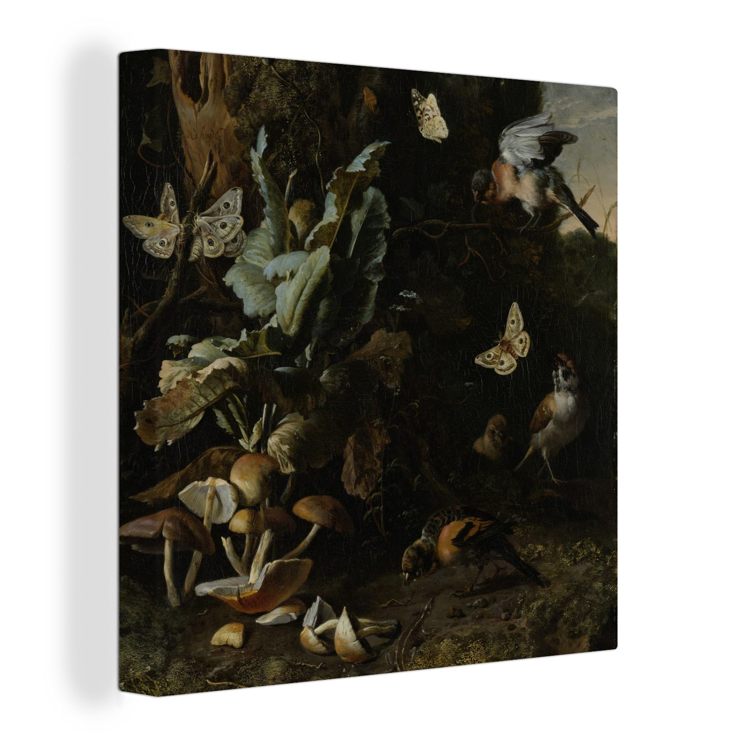 OneMillionCanvasses® Leinwandbild Tiere und Pflanzen - Gemälde von Melchior d'Hondecoeter, (1 St), Leinwand Bilder für Wohnzimmer Schlafzimmer | Leinwandbilder