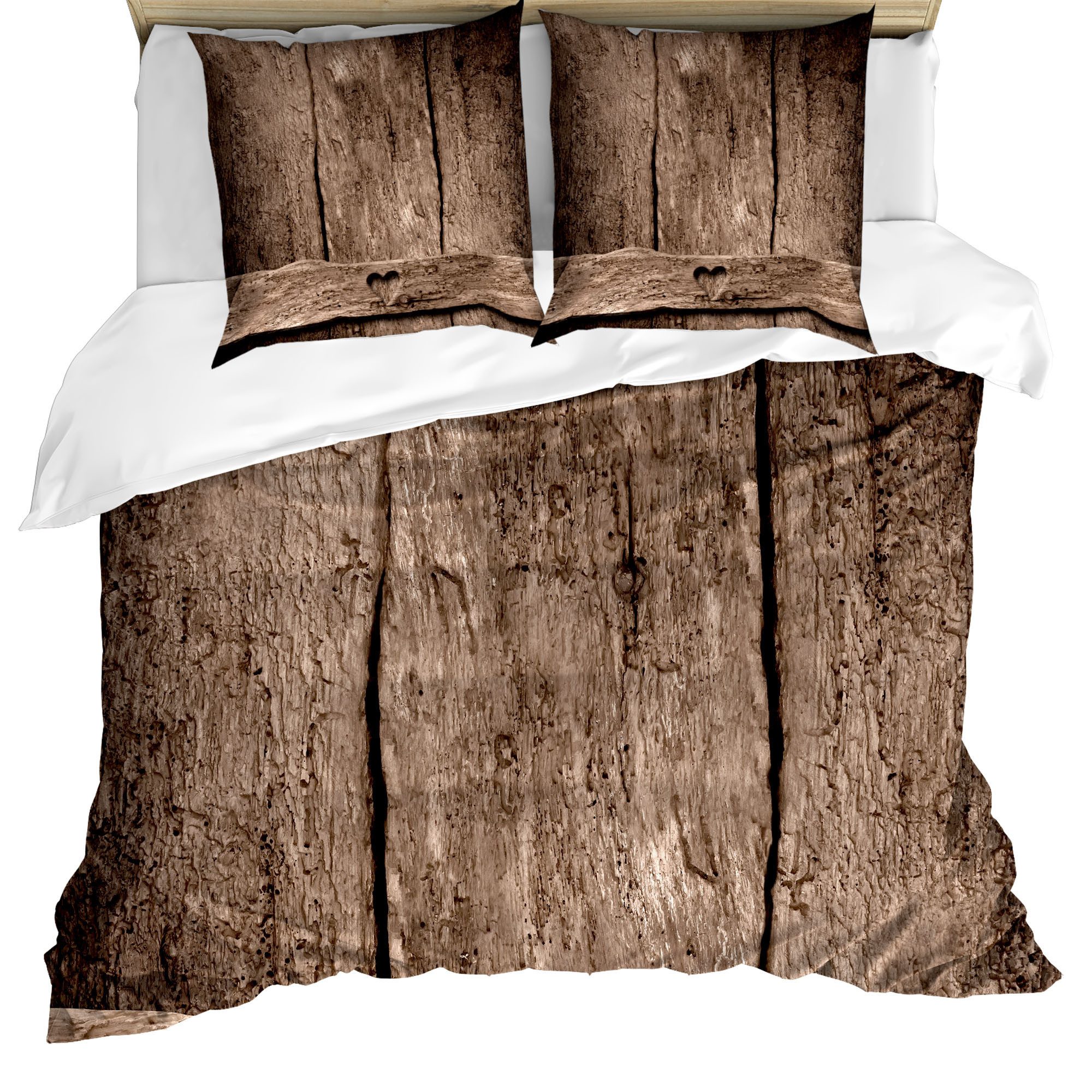Abakuhaus Bettwäsche Milbensicher Allergiker geeignet mit Kissenbezügen, Microfaser, Primitive Land Herz auf Holz