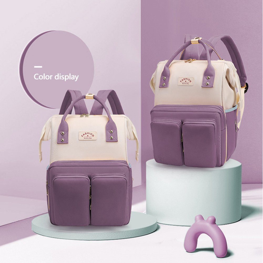 beige Mama paste Wickeltasche Tasche Blusmart Einfache Mutter Mode Rucksack Tragbare Kapazität Große purple