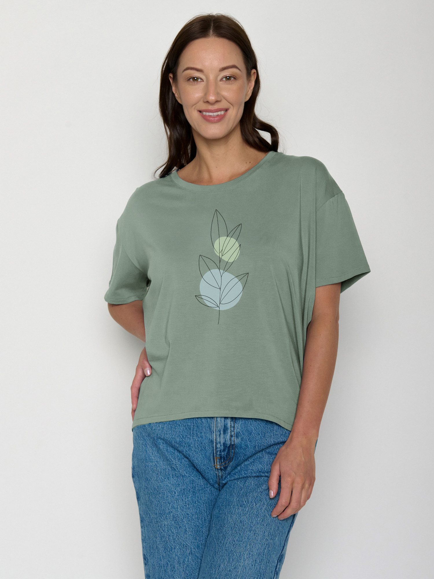 GreenBomb T-Shirt Feel Bloom Classic (1-tlg., 1) lockerer Schnitt, leichter Fall, vorne kürzer als hinten
