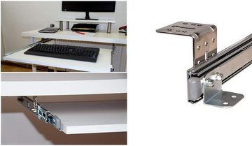 EisenRon.de Schreibtisch Weiss 80 x 40 cm Tastaturauszug, Nutzhöhe 47 mm (Montageschrauben inklusiv), Tastaturauszug