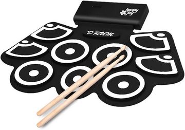 KOMFOTTEU Spiel-Schlagzeug 9 Pads, mit Lithium-Batterie, 2 Drumsticks & 2 Fußpedale