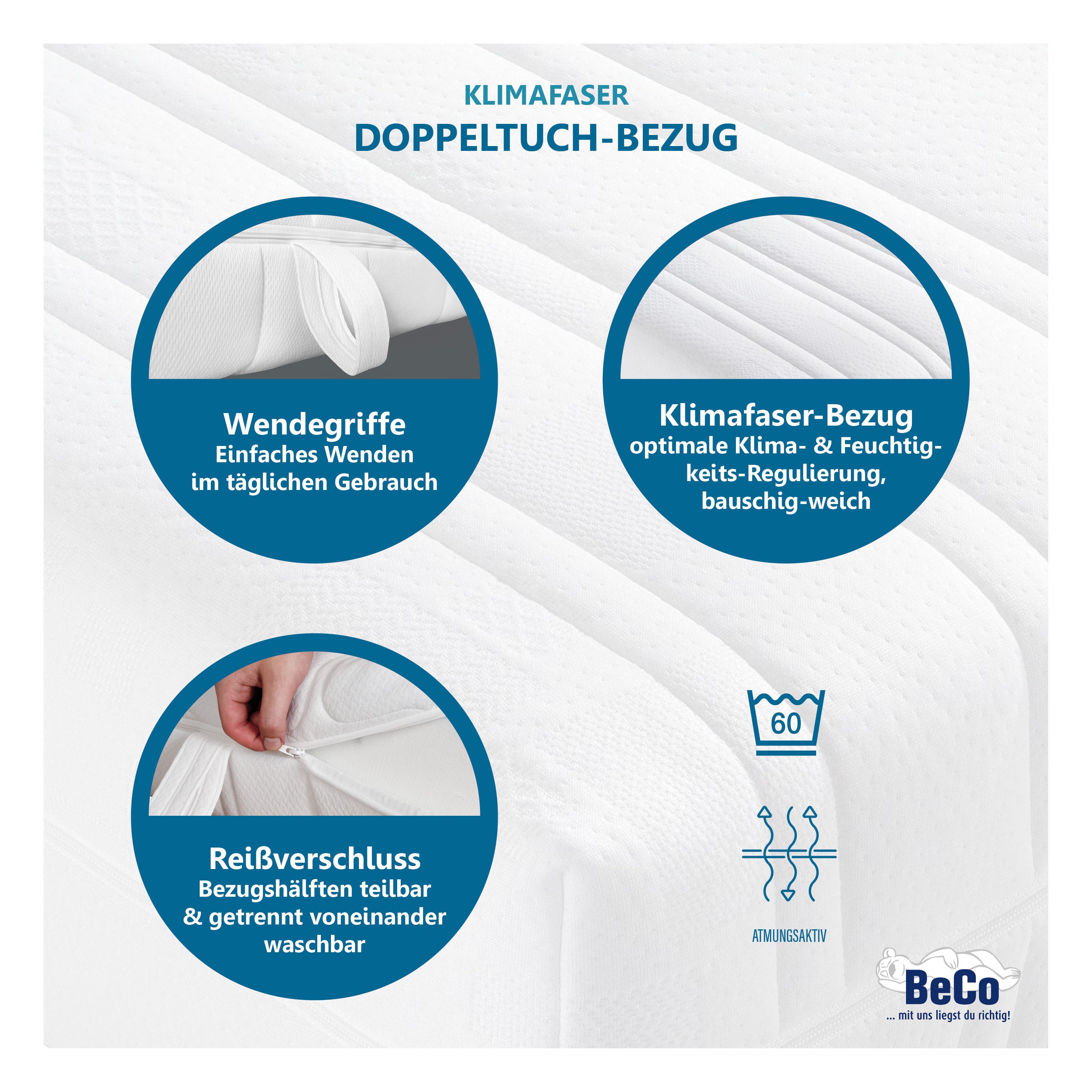 Taschenfederkernmatratze BodyMax, Beco, 22 cm hoch, komfortable Matratze in 90x200, 140x200 cm und weiteren Größen