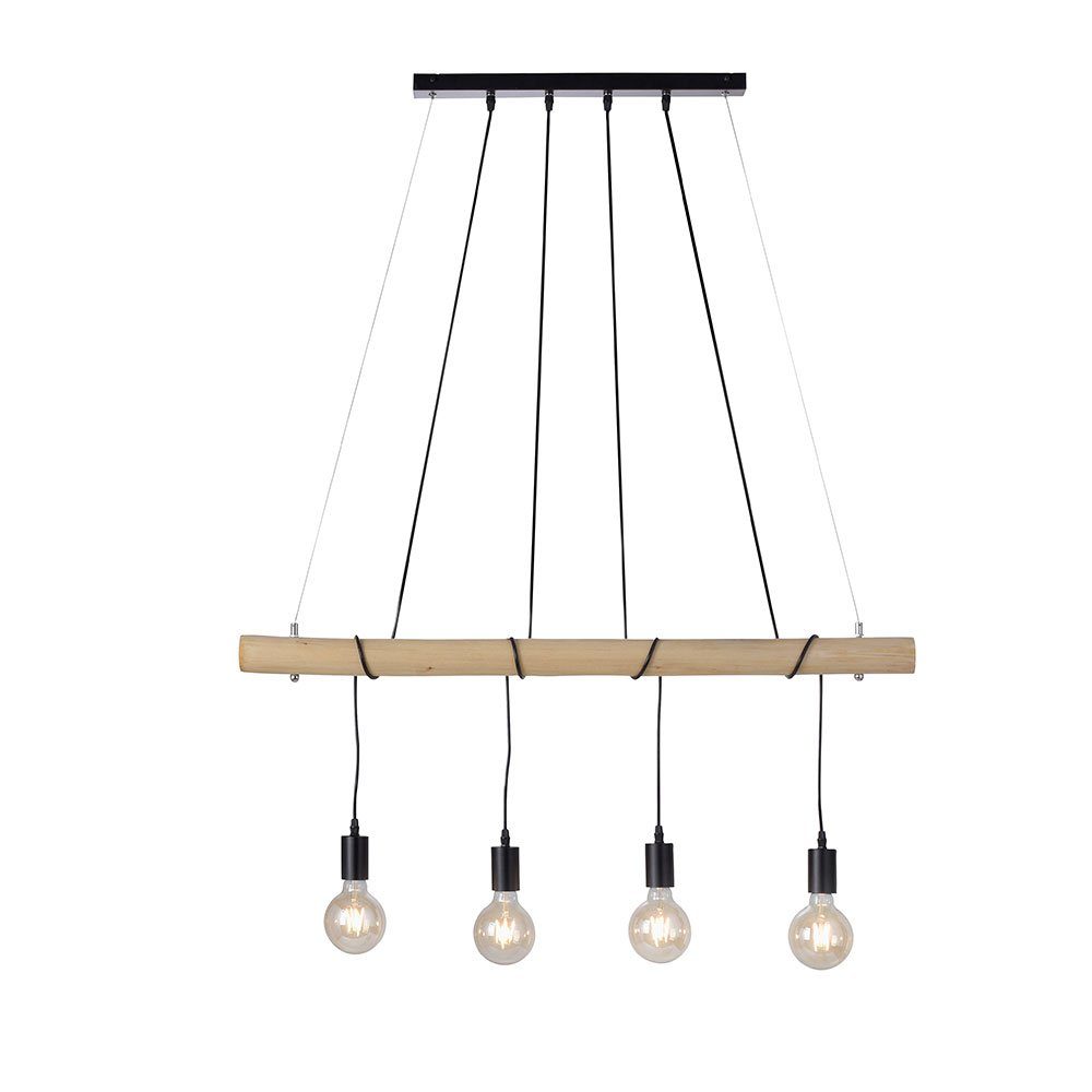 Hängelampe Esszimmerlampe Pendelleuchte, Warmweiß, inklusive, 4 Leuchtmittel LED Vintage Holzbalken Pendelleuchte etc-shop