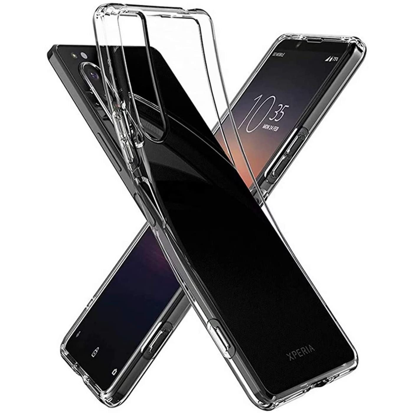 CoolGadget Handyhülle Transparent als 2in1 Schutz Cover Set für das Sony Xperia 10 II 6 Zoll, 2x Glas Display Schutz Folie + 1x TPU Case Hülle für Xperia 10 II