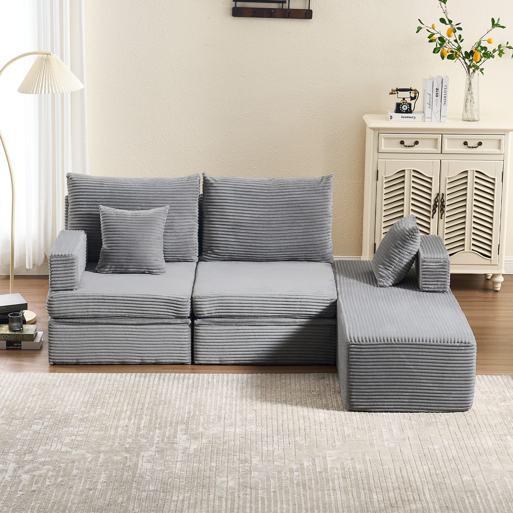 HOMYEDAMIC Ecksofa Ecksofa Doppelsofa with footstool günstig online kaufen
