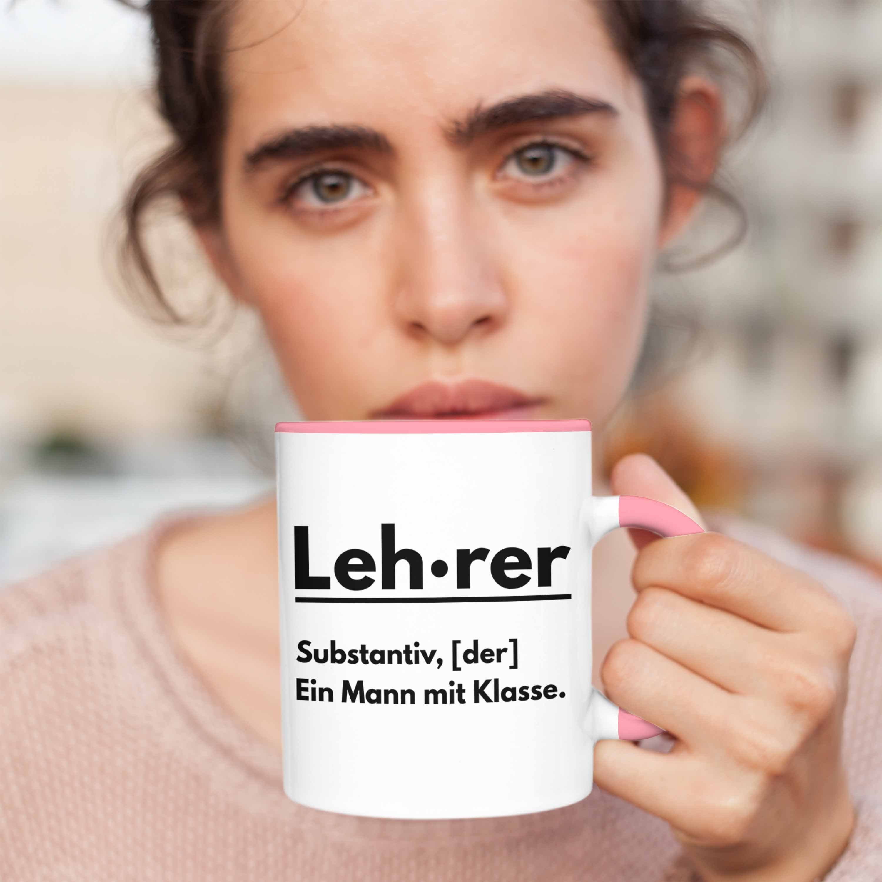 Trendation Klasse Mann Mit Tasse Lehrer Trendation Ein Abschied Abschiedsgeschenk Rosa Geschenk Lustig - Tasse Klassenlehrer Geschenkidee