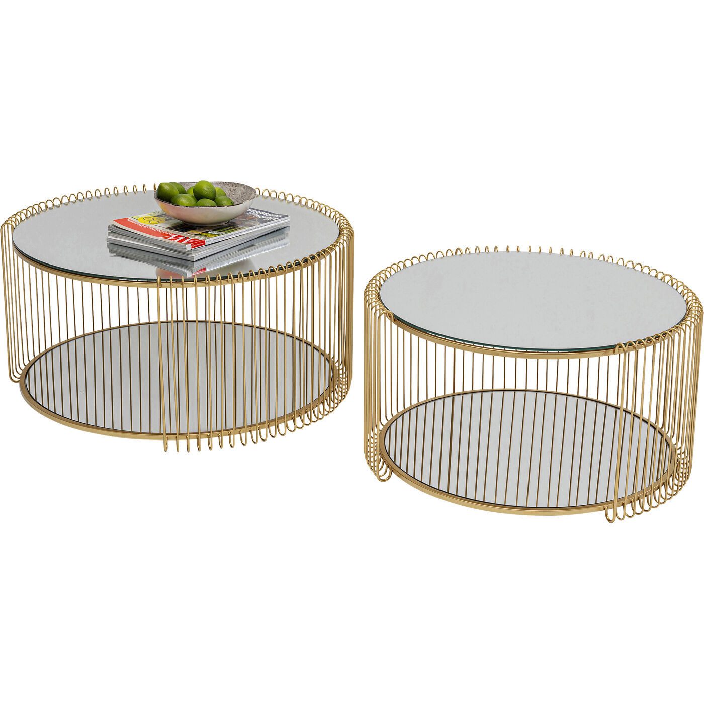 Kare Design Couchtisch Wire Double (2er Set), mit 2 Ablagen