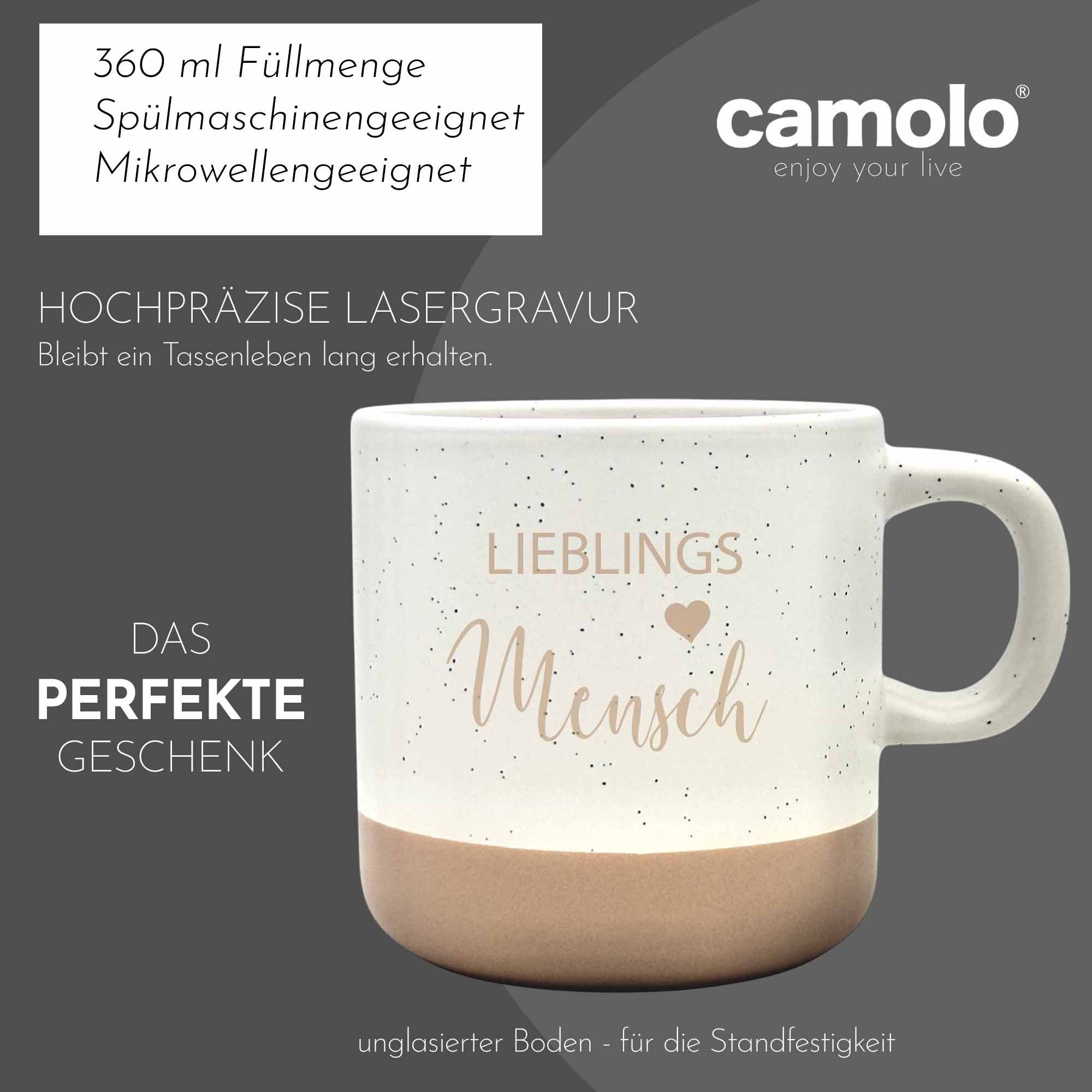Camolo Tasse Kaffeetasse Steingut Lieblingsmensch, Keramik – Bild 5 von 5