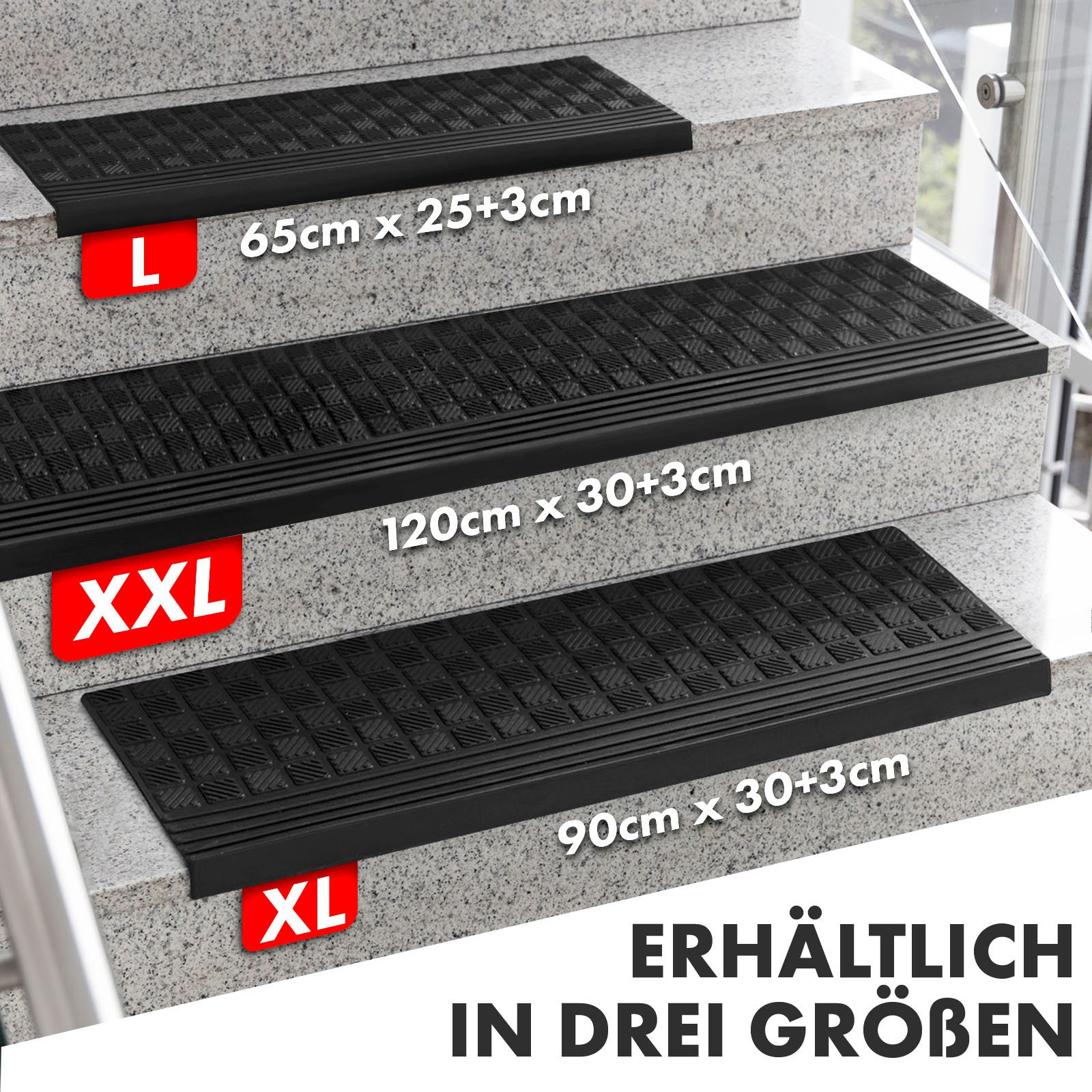 Karat Stufenmatte Diamond, Treppenschutz, Stufenschutz, Schwarz, rechteckig, aus Gummi