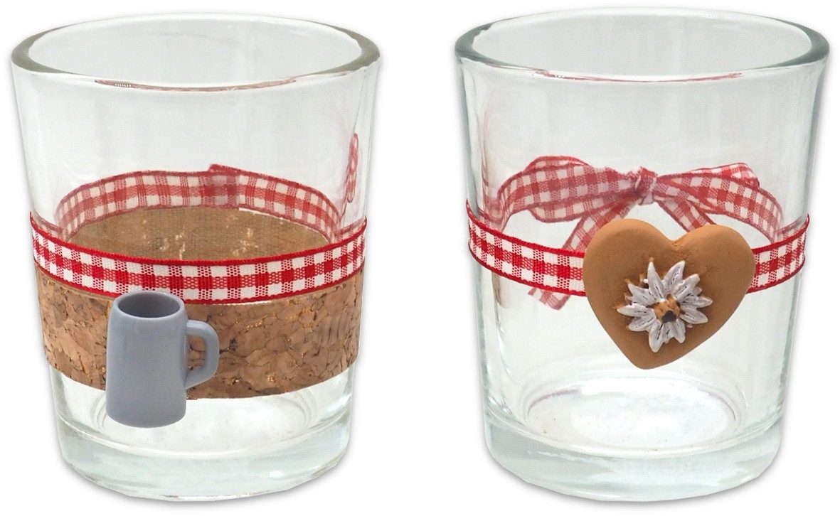 ZauberDeko Teelichthalter Teelichtglas Oktoberfest Bayrisch Rot Tischdeko Deko Party 2 Stück