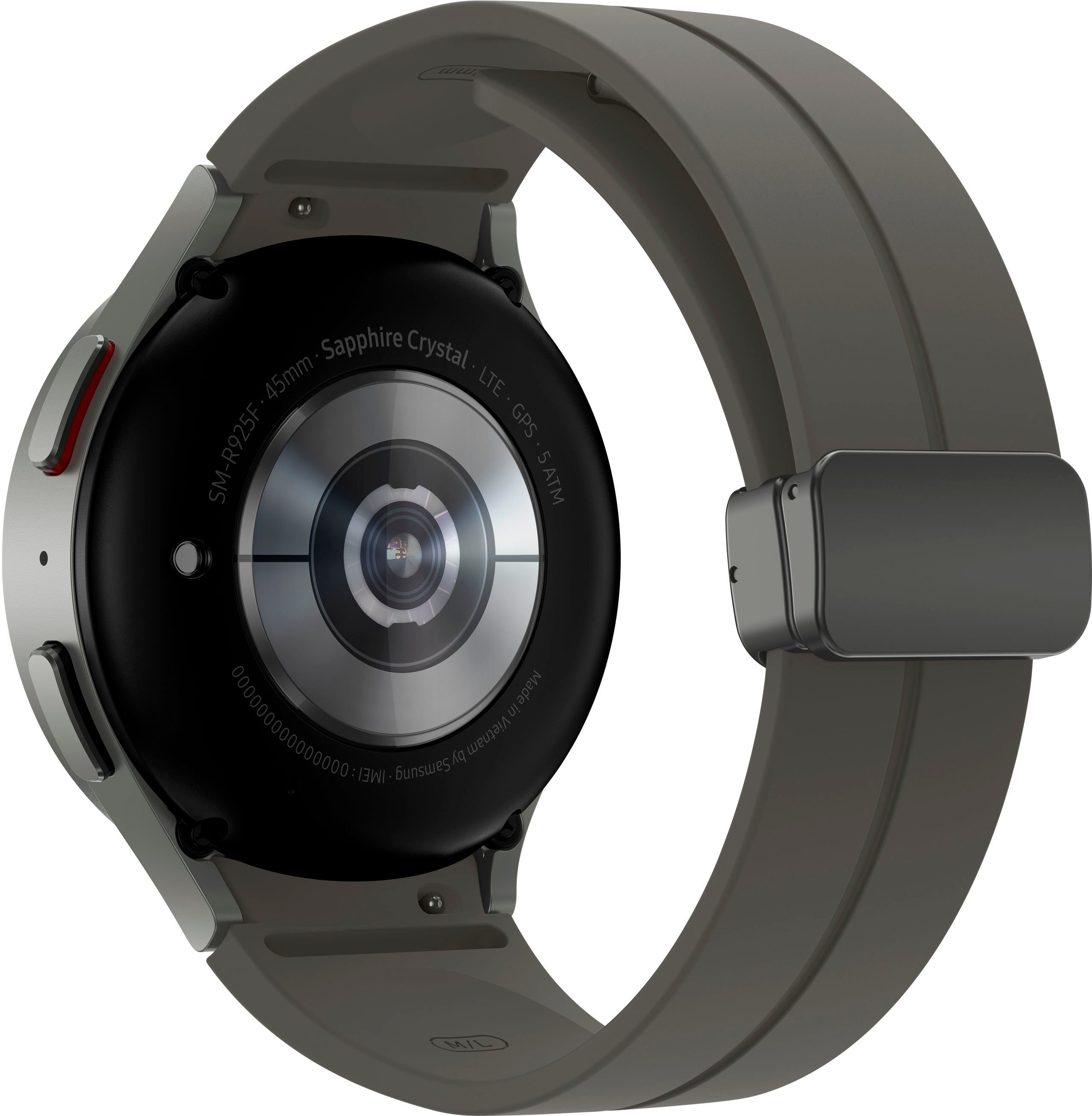OS Smartwatch 5 cm/1,4 Samsung Gesundheitsfunktionen 45mm Fitness Galaxy Wear (3,46 titanfarben Titanium Samsung), LTE Tracker, Fitness Watch Uhr, Pro | Zoll, by