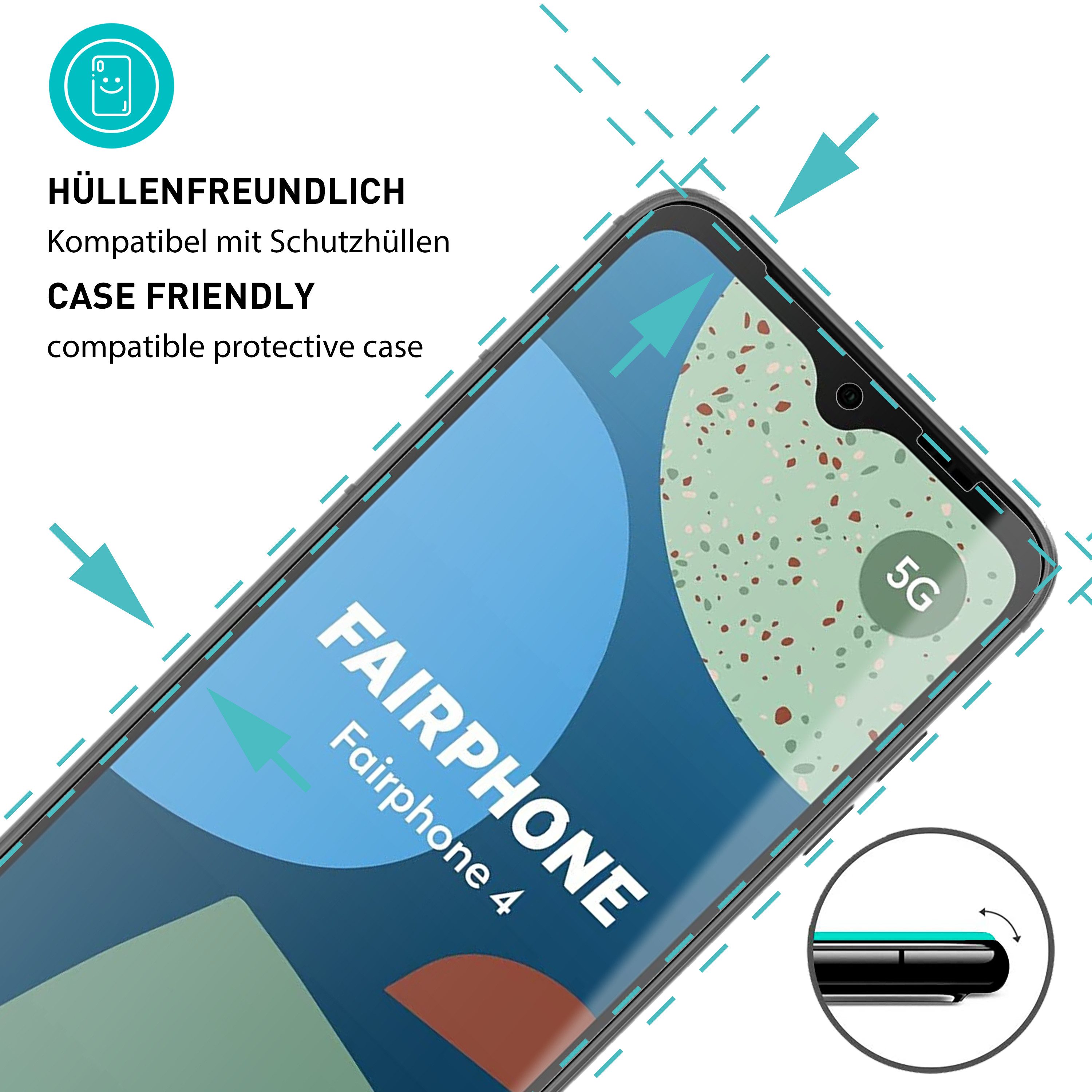 smartect Displayschutzglas 3X Schutzglas Panzerfolie Klar für Fairphone 4 für Fairphone 4, Set, 3 Stück, 0.3 mm Ultra-klar, 9H Härte, Kratzfest, Stoßfest, Blase – Bild 2 von 5