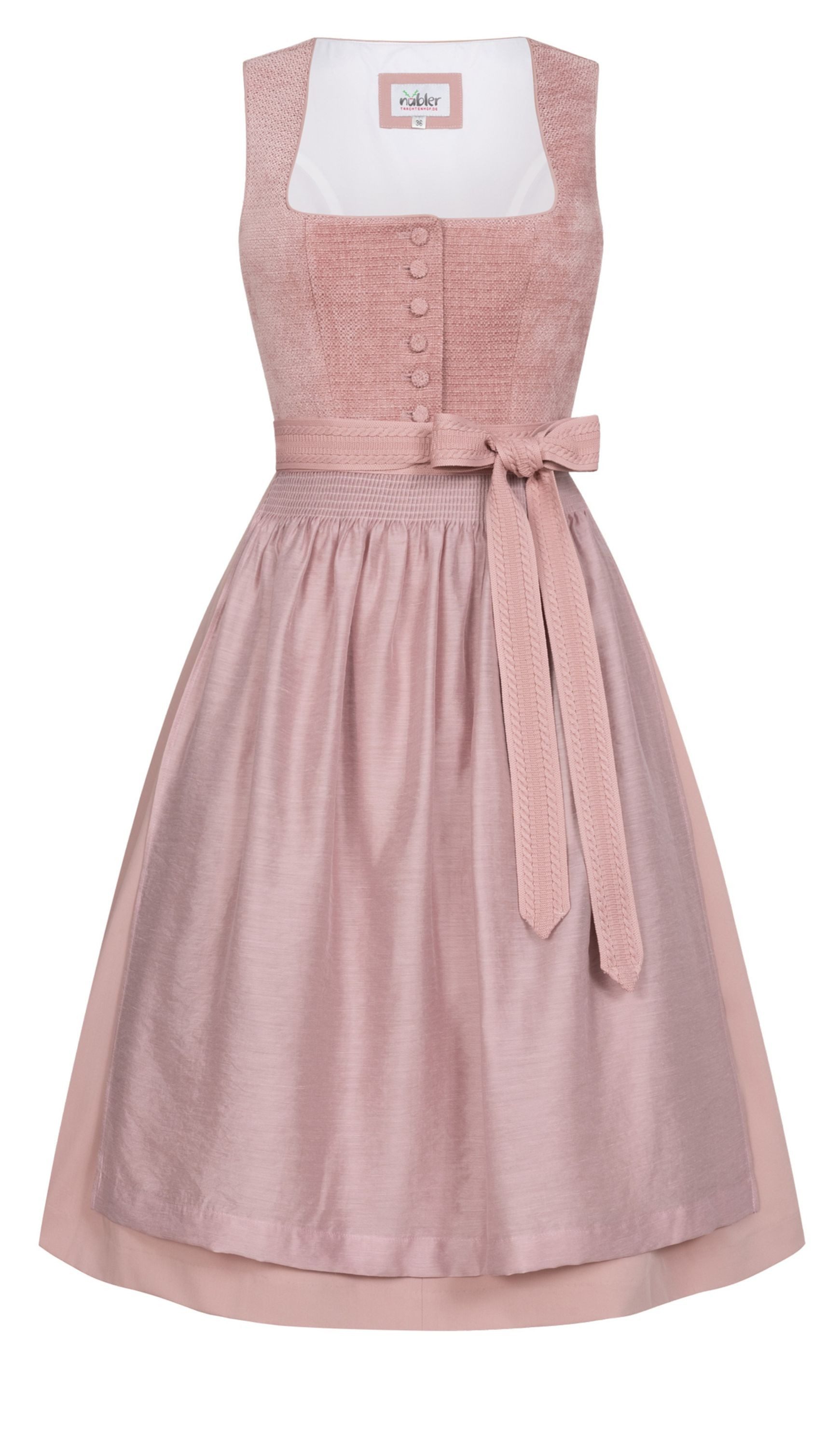 Nübler Trachtenkleid Midi Dirndl Kayla in Puderrosa von Nübler - Rocklänge 60 cm