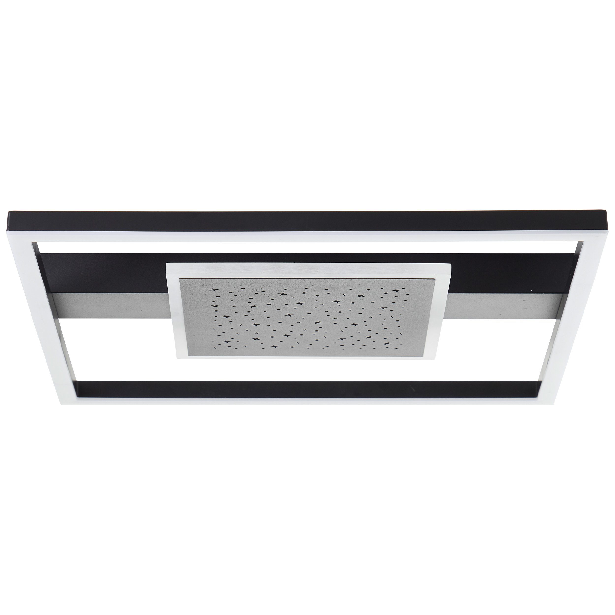 BreLight LED Deckenleuchte Reno, LED fest integriert, Warmweiß, 37 x 37 cm, 3500 lm, 3000 K, Sternenglanz, schwarz