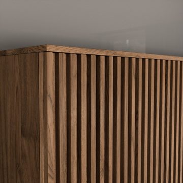 MOEBLO Kleiderschrank Entia (Kleiderschrank 2-türig Schrank Garderobe Schlafzimmer, Eiche Artisan, mit Lamellen Kleiderstange und Regale, mit Schubladen) (HxTxB):192x60x185 cm