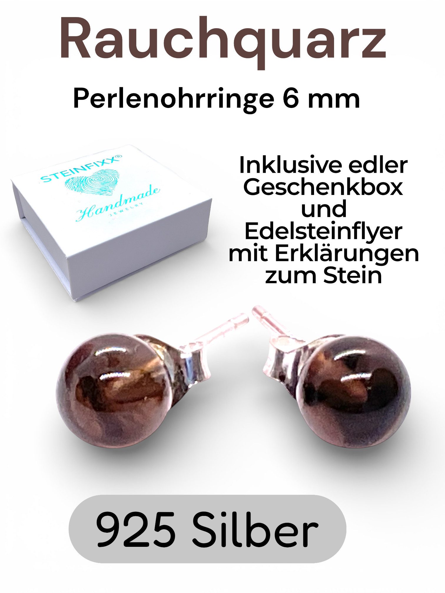 Steinfixx® Paar Ohrstecker Ein Paar 925 Silber Edelstein Perlen Ohrringe - Handmade (Ihre Energie immer dabei, 1-tlg., Aus der Zauberwelt der Natur, Verschiedene Varianten), Inklusive edler Geschenkbox fertig zum verschenken