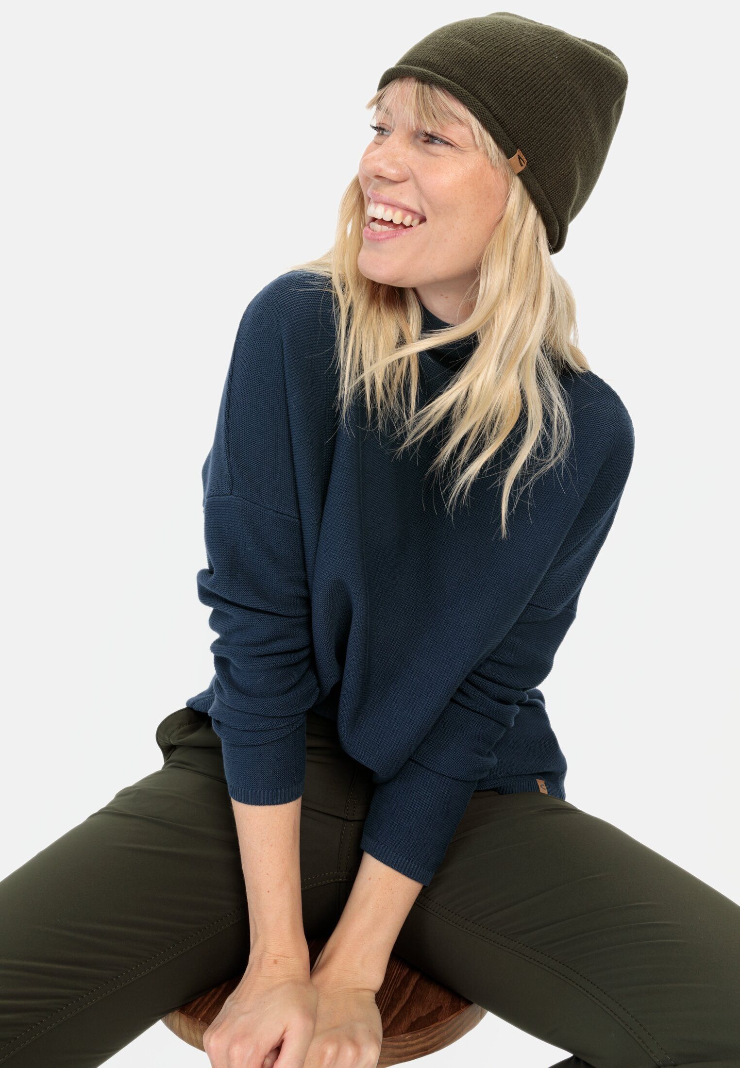 camel active Rundhalspullover Oversized Pullover mit Rundhalsausschnitt Langarm Pullover_Rundhalspullover