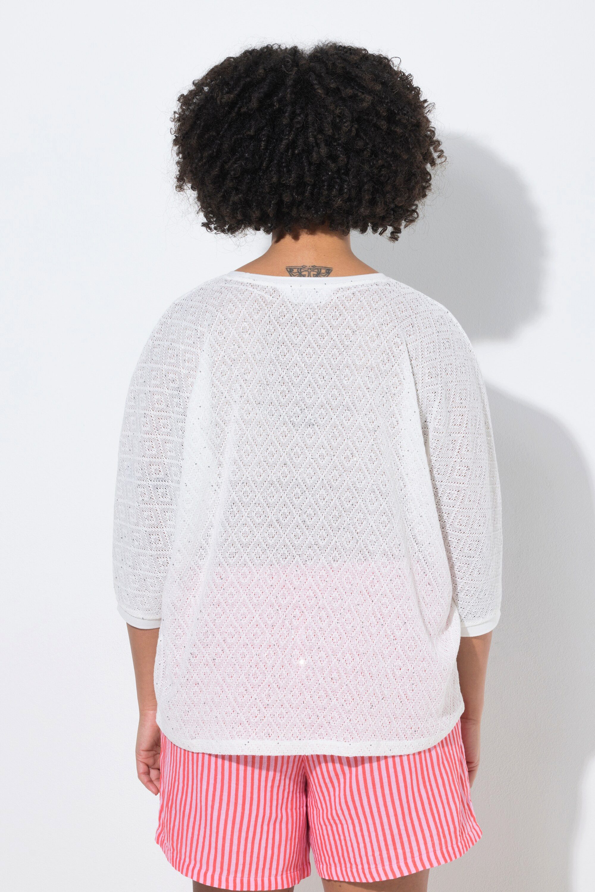 Angel of Style Strickpullover Pullover Loose Fit Lochstrick Fledermaus-halbarm