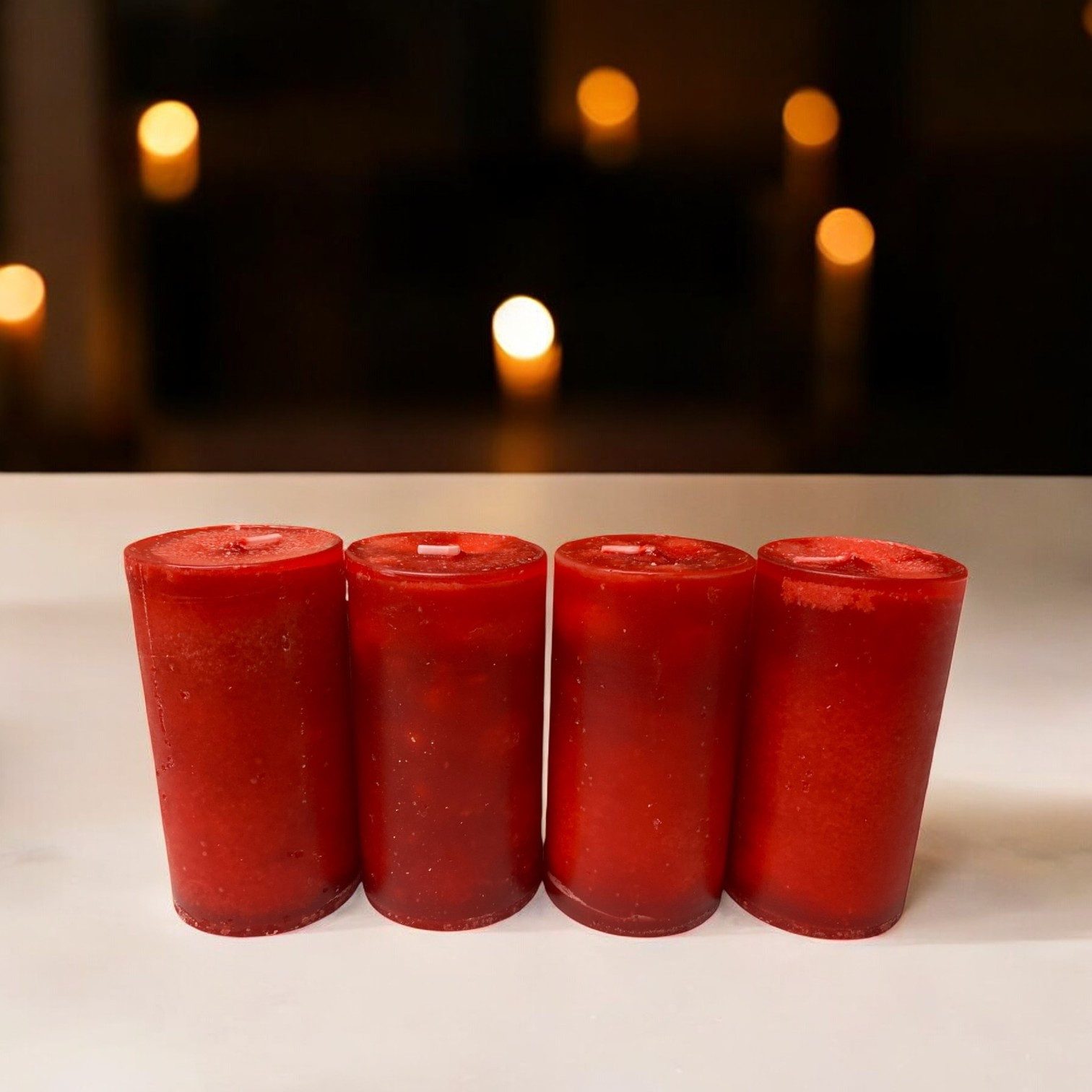 DekoTown Stumpenkerze Marmorierte Stumpenkerzen 4er Set – Rot/Rubinrot, 9x5 günstig online kaufen