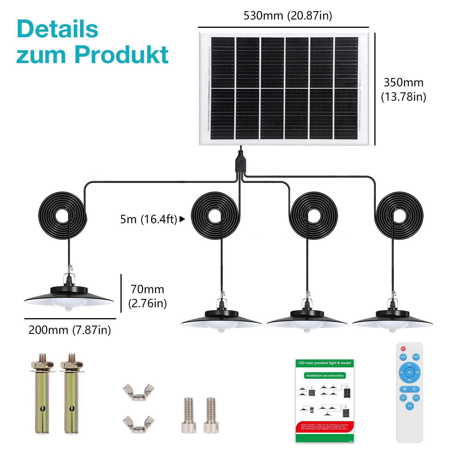 Jibenhome LED Solarleuchte 1/2/3/4 Kopf LED günstig online kaufen