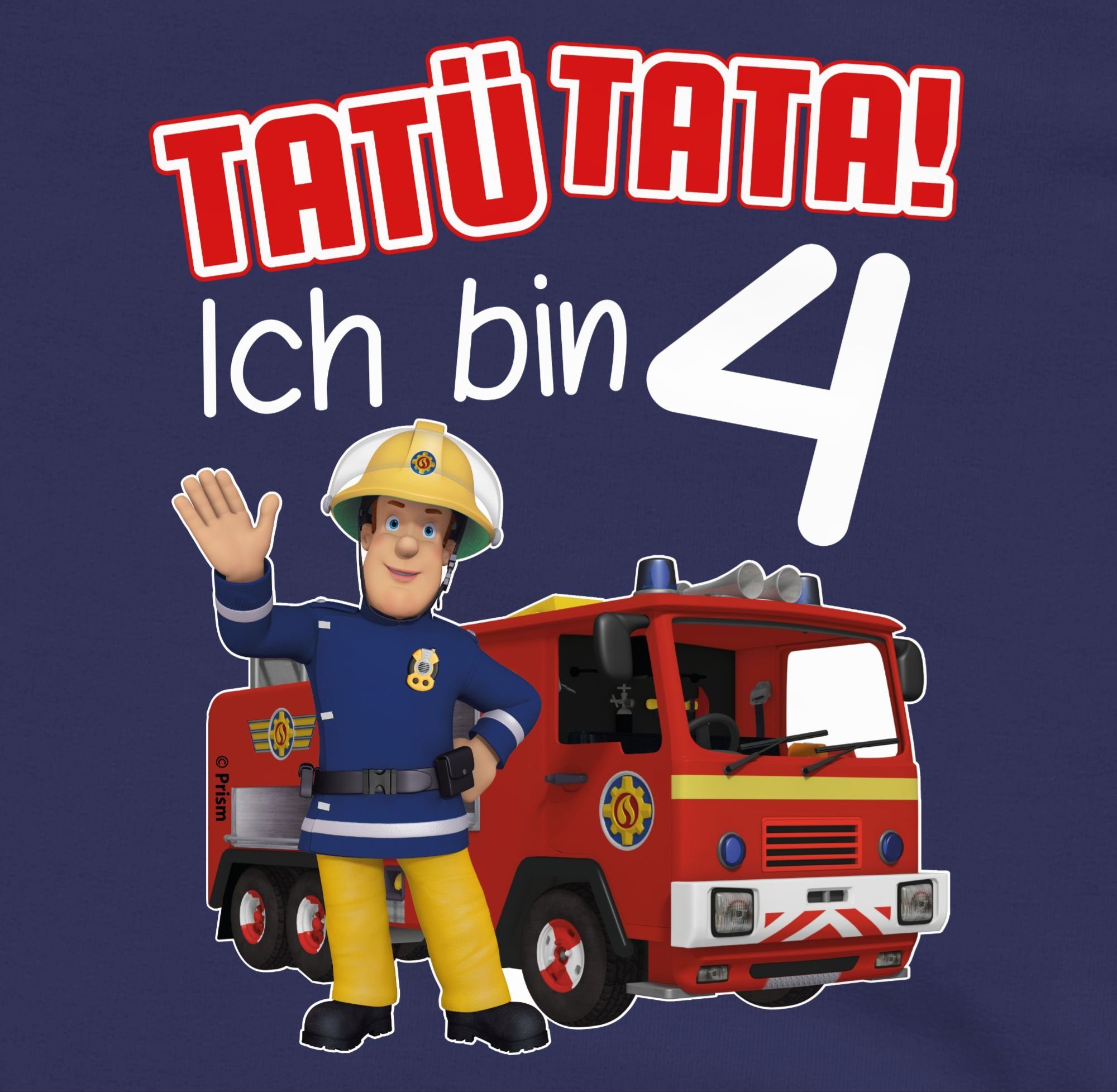Mädchen 4 Sam Feuerwehrmann Blau bin 3 Shirtracer Tatü - Navy Tata! Ich Sweatshirt rot