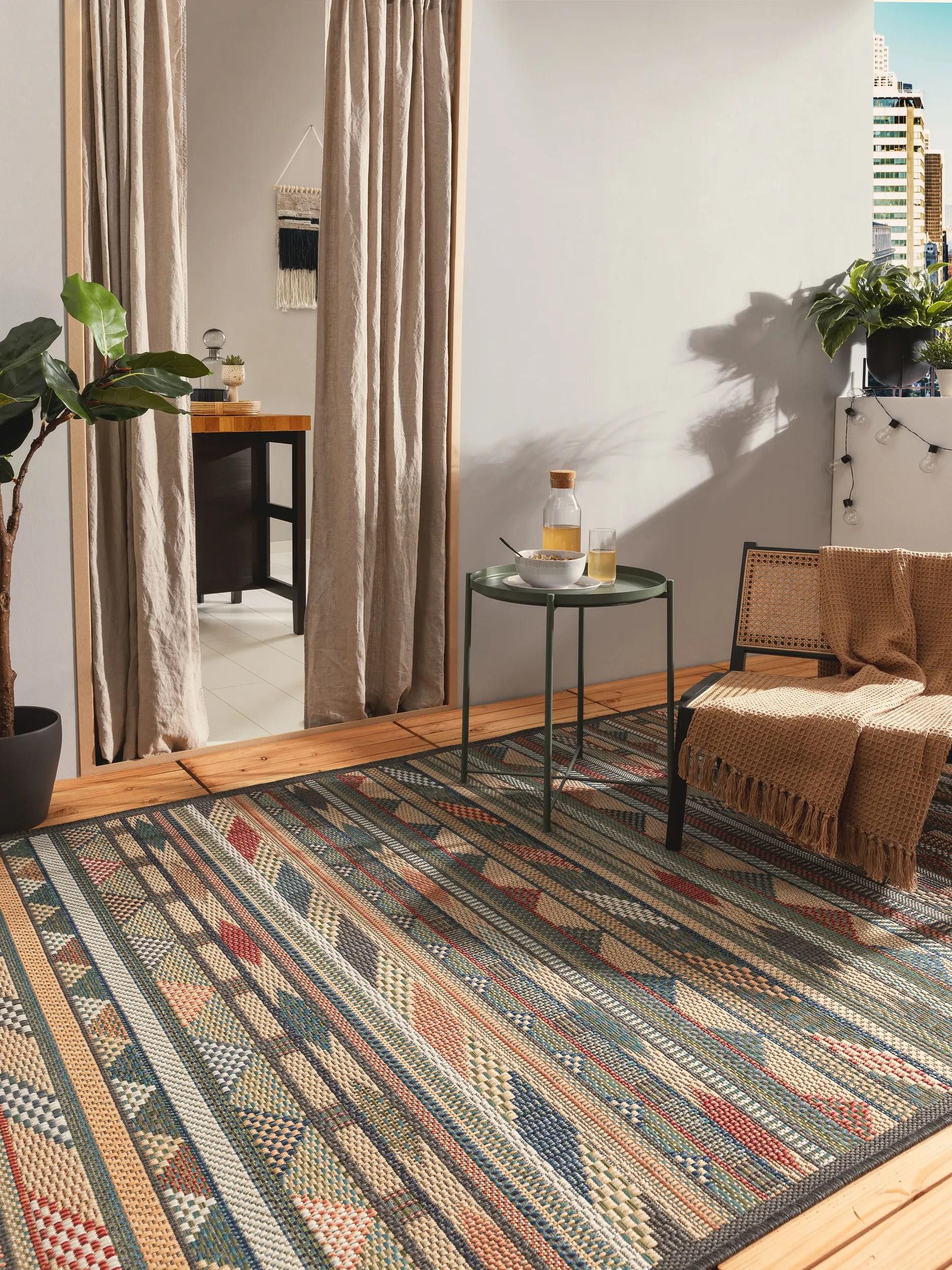 benuta Outdoorteppich Mirena, rechteckig, Höhe: 5 mm, Kunstfaser, Berber, Ethno-Style, Wohnzimmer