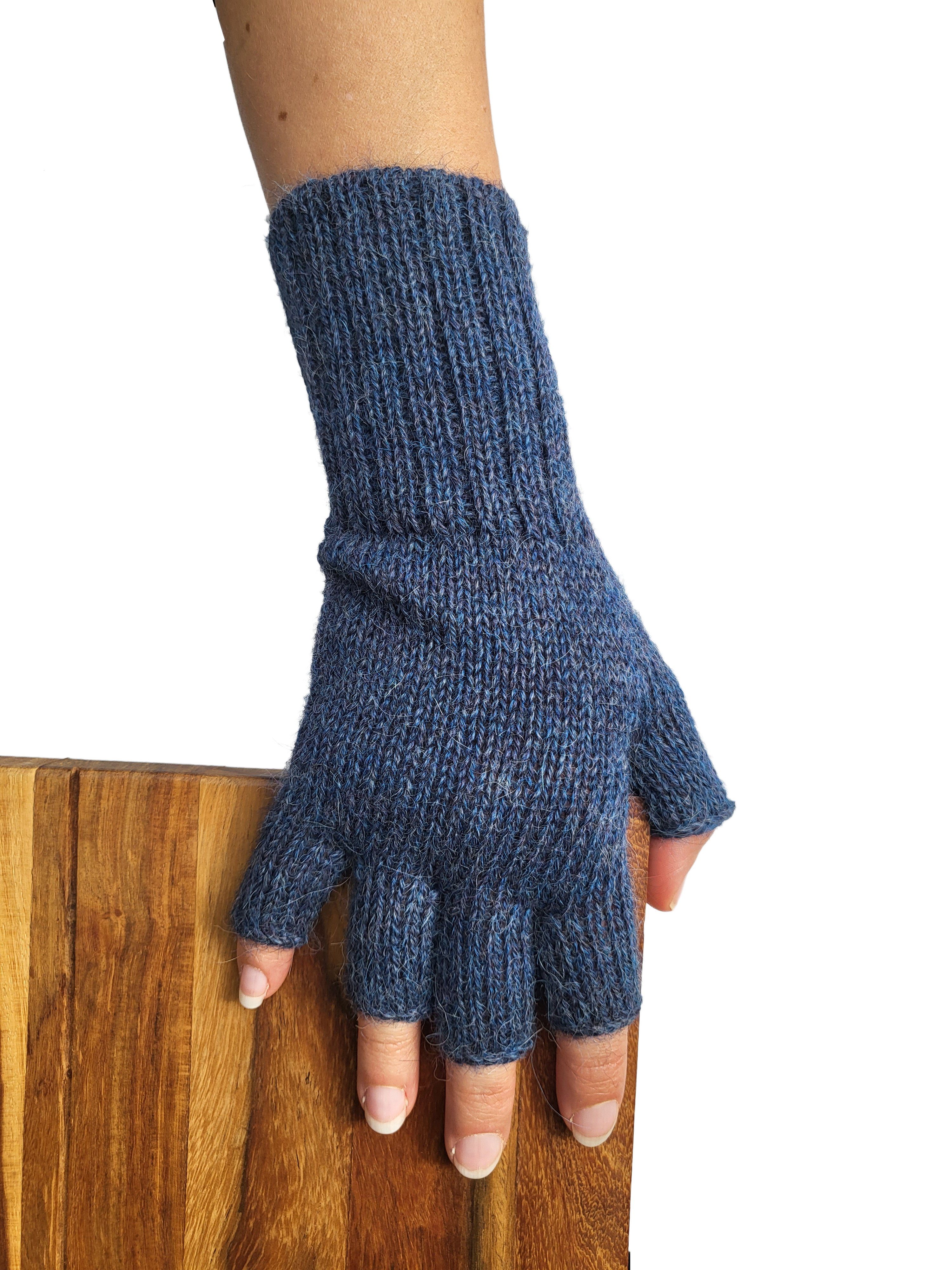 Strickhandschuhe Guantiless Alpaka Halb-Fingerhandschuhe Posh Gear blau dunkel