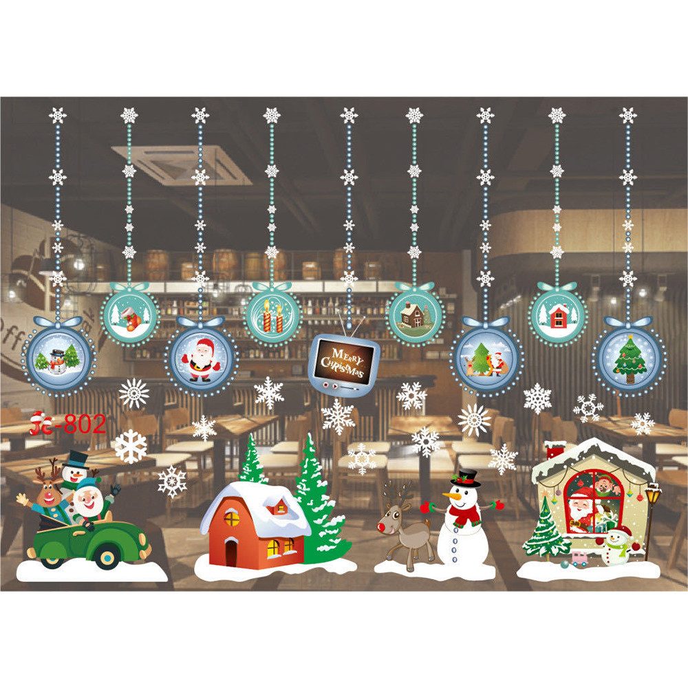 Coonoor Fenstersticker Fensterbilder Weihnachten Selbstklebend, Weihnachtsdeko Fenster, Groß Fensterbild Winter für Glas Tür Fensterdeko Weihnachten Deko