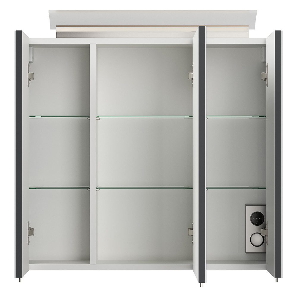 Lomadox Spiegelschrank BATLEY-02 70cm breit, grau, günstig online kaufen