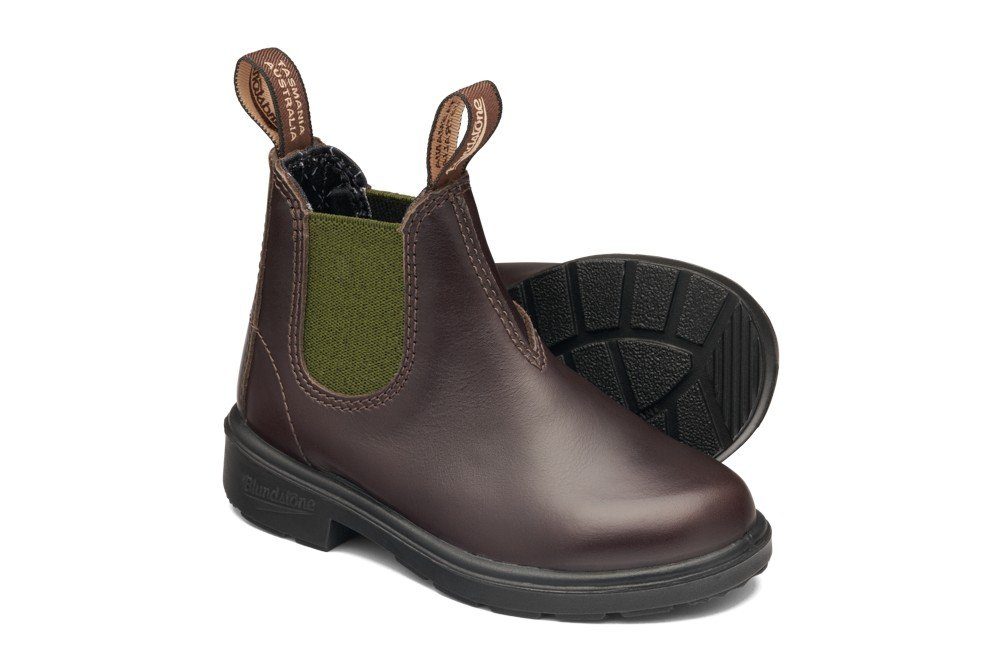 Blundstone #2394 Stiefel Brown Leather with Olive Elastic (Kids)