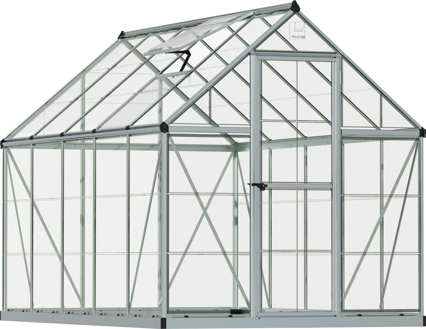 Palram – Canopia Gewächshaus Harmony, BxTxH: 185 x 305 x 208 cm, 0,7 mm Wandstärke, Set, inkl. Fundamentrahmen, mit klaren Polycarbonatplatten, silberfarben silberfarben Palram – Canopia Gewächshaus Harmony, BxTxH: 185 x 305 x 208 cm, 0,7 mm Wandstärke, Set, inkl. Fundamentrahmen, mit klaren Polycarbonatplatten, silberfarben silberfarben