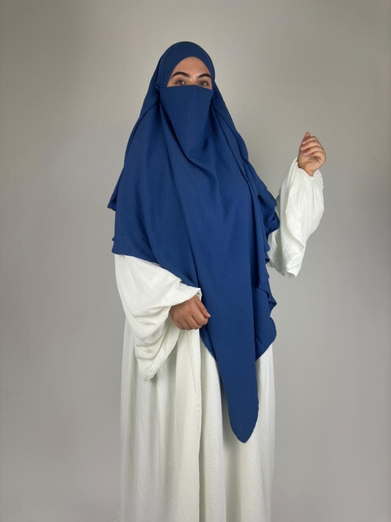 Aymasal Kopftuch Zweilagiger Khimar Aqsa Jazz islamischer Khumur Kopftuch Hijab Nikab Blau