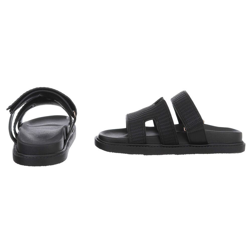 Ital-Design Bequeme Damen-Sandalen mit gepolsteter Innensohle Pantolette (90033092) Flach Pantoletten in Schwarz