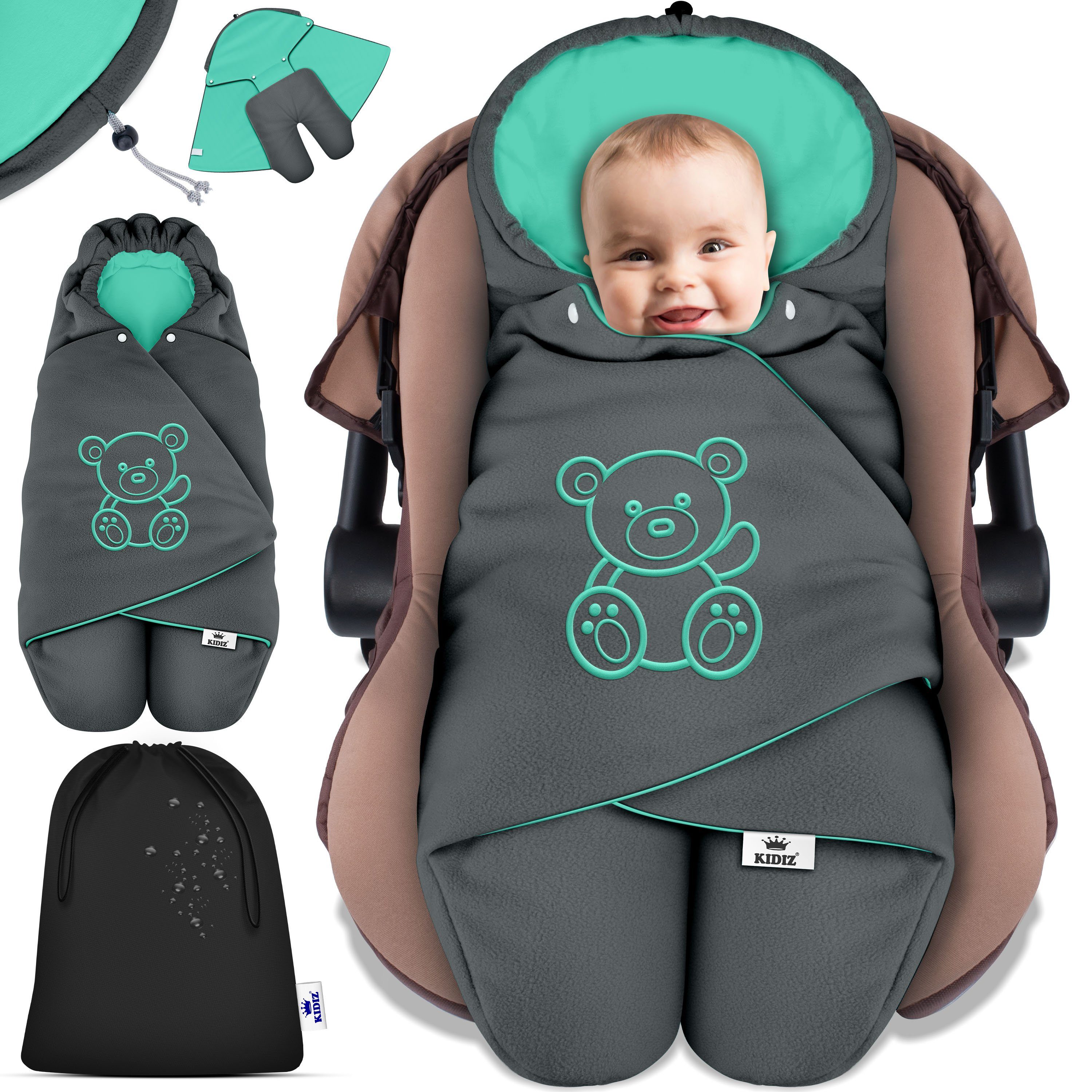 Baby Einschlagdecke + Deckenschlafsack, Winter KIDIZ Kapuze, Tasche Babyeinschlagdecke